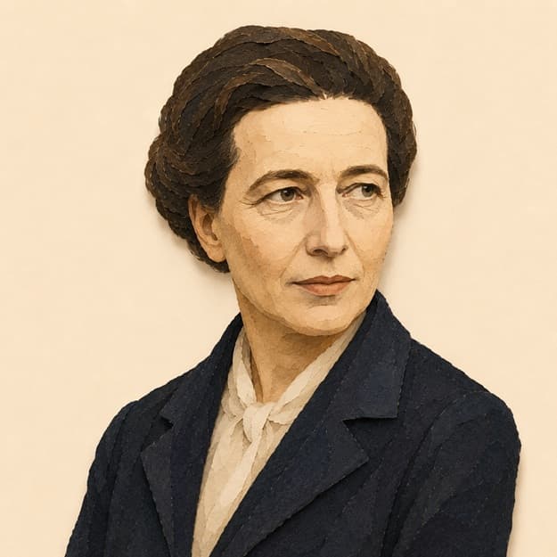 Editorial portrait of Simone de Beauvoir